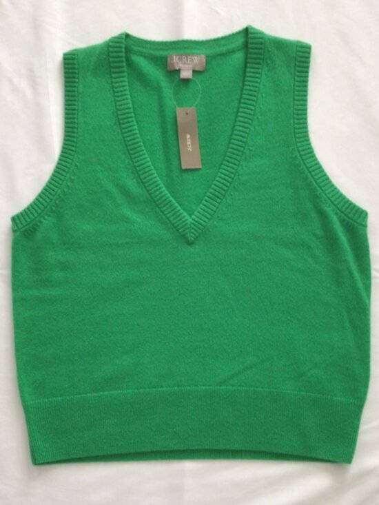 J. Crew Sweaters - J Crew Cashmere V-neck Vest Kelly Green Sz S